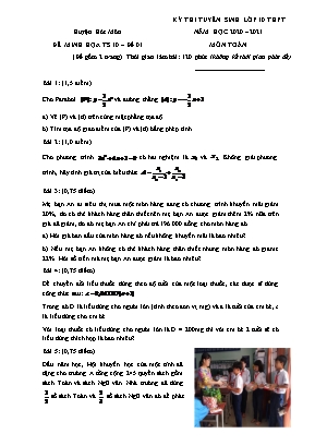 Đề thi minh họa tuyển sinh Lớp 10 THPT môn Toán - Đề 01 - Năm học 2020-2021 - Huyện Hóc Môn